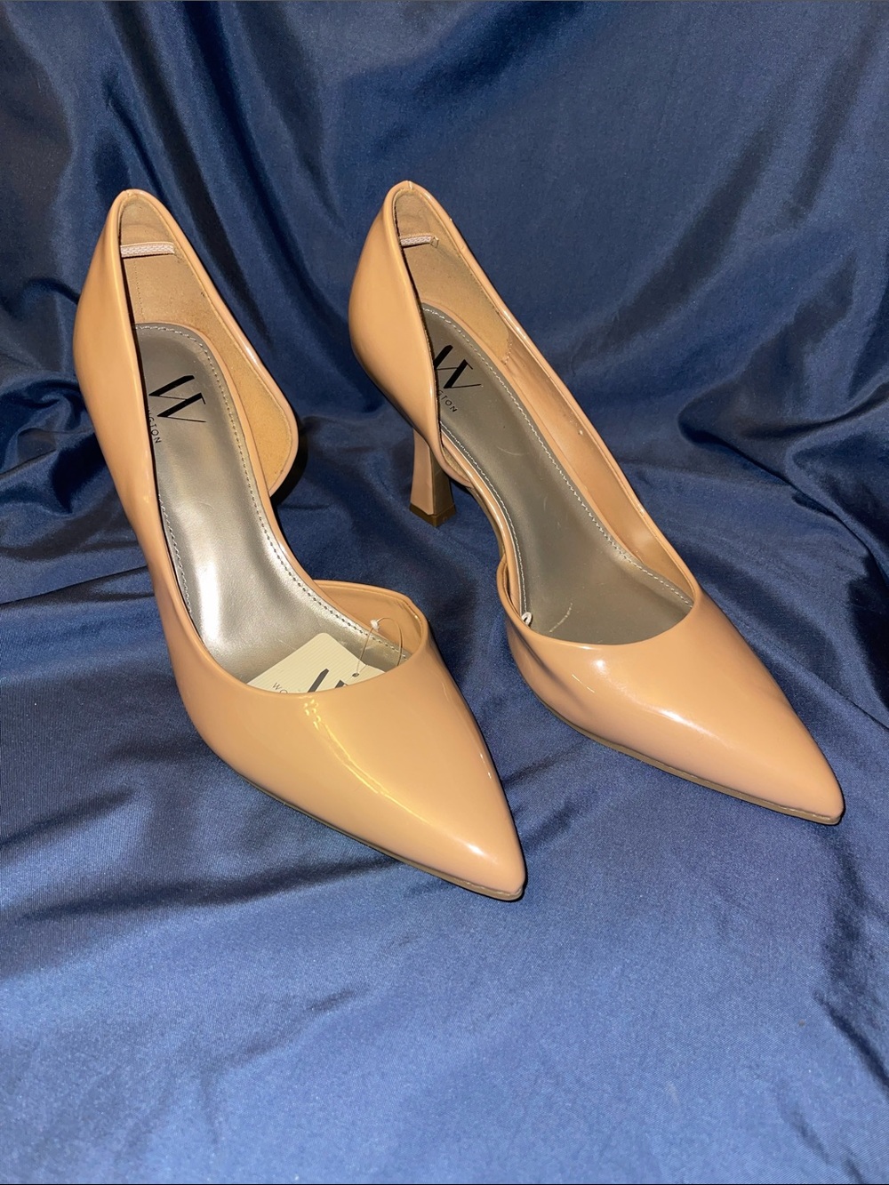 Worthington Patent Pointed Toe Pumps in Nude Blush